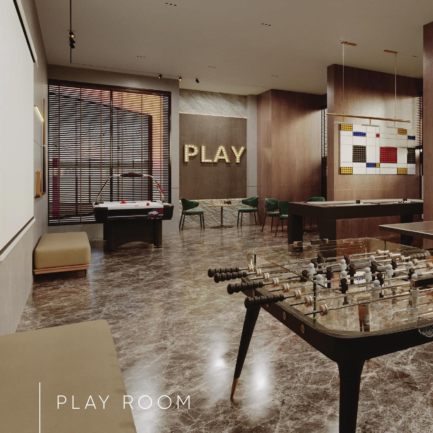 Play room with games tables